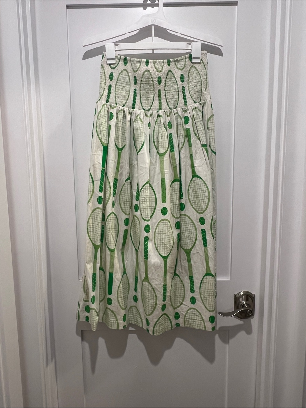 Holly Shae Betsy skirt / dress Green Tennis Racket Print Skirt smocked waist